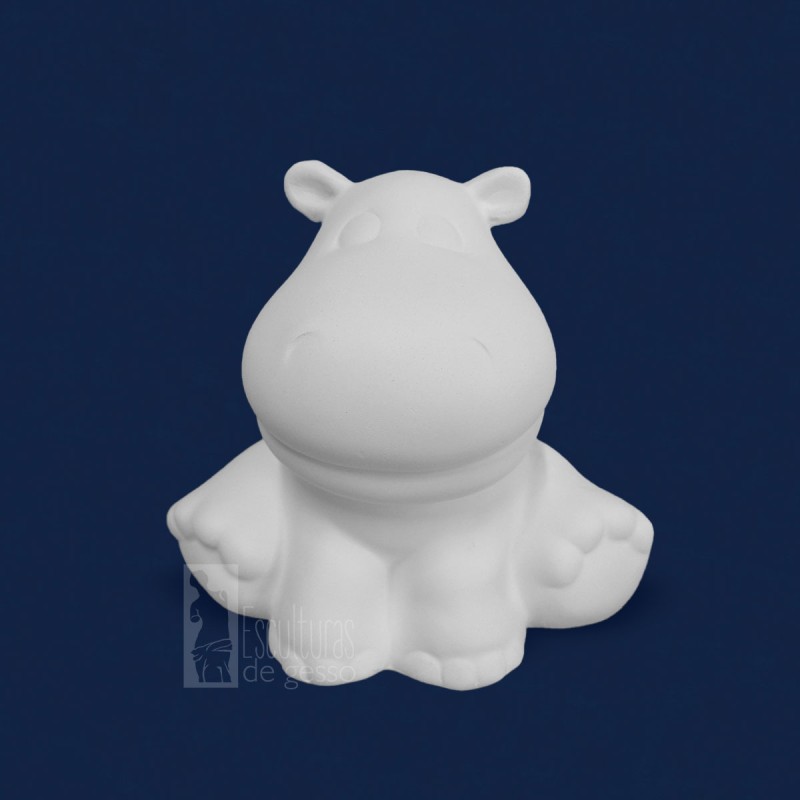 Cofre HIpopótamo 13cm Gesso Cru