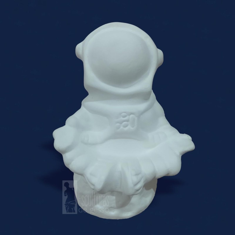 Cofre Astronauta 17cm Gesso Cru