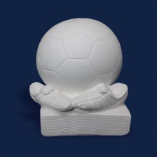 Cofre Bola de Futebol com Chuteiras Gesso Cru 15cm