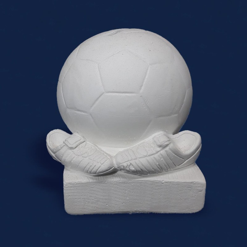 Cofre Bola de Futebol com Chuteiras Gesso Cru 15cm
