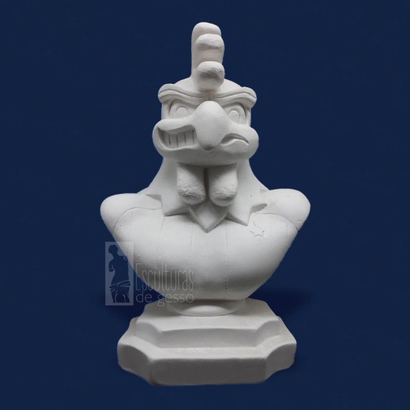 Cofre Busto Galo 26cm Gesso Cru