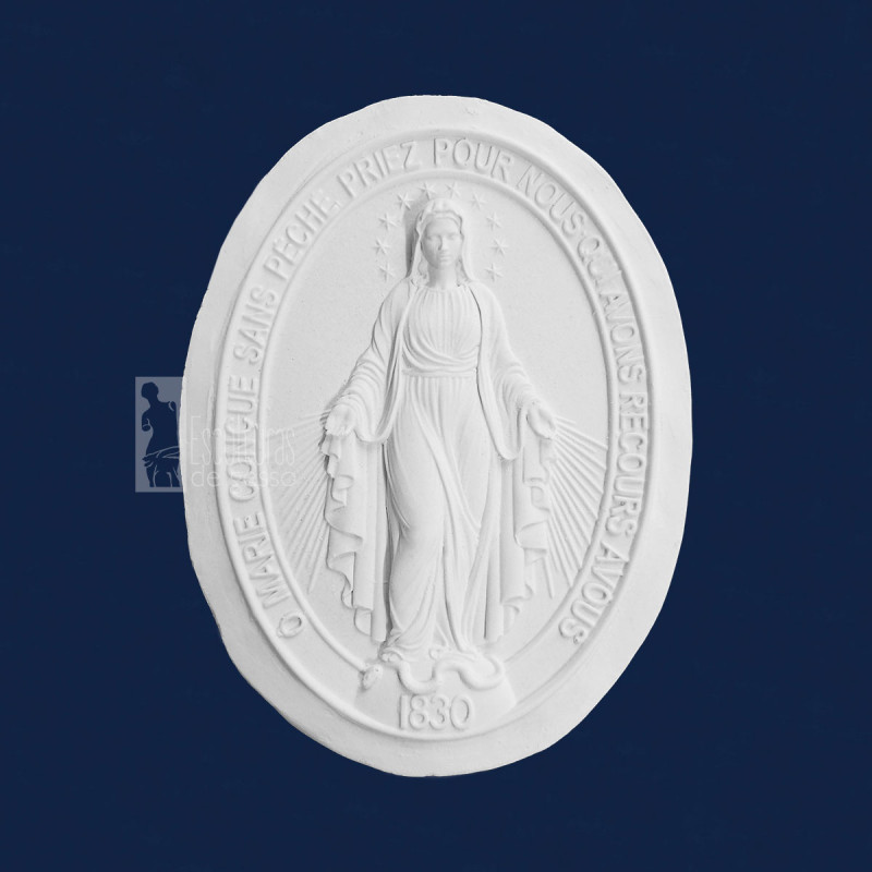Medalha de Nossa Senhora das Graças gesso Cru 12cm