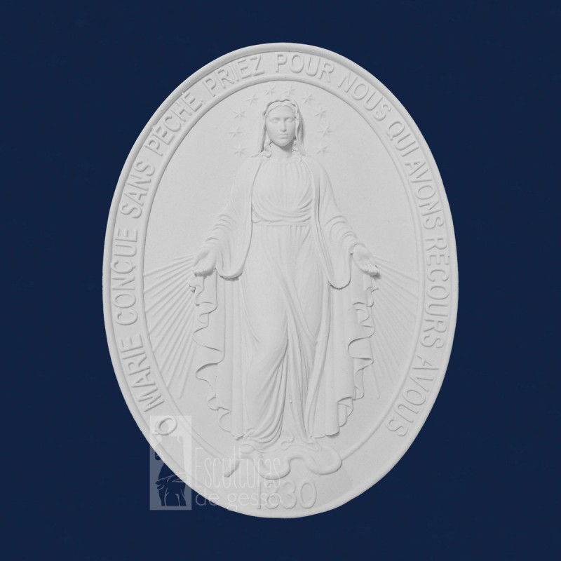 Medalha de Nossa Senhora das Graças gesso Cru 23cm