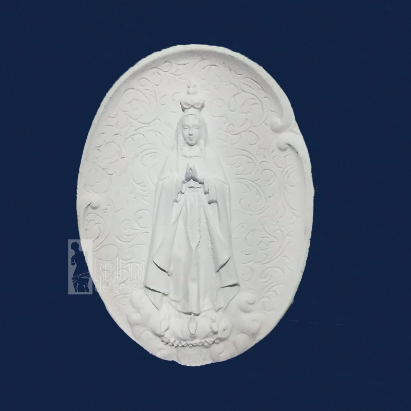 Medalha Nossa Senhora de Fátima gesso Cru 10cm Medalha Nossa Senhora de Fátima gesso Cru 10cm