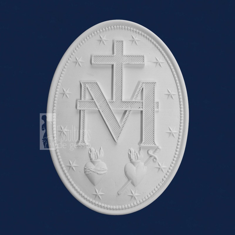 Verso da Medalha de Nossa Senhora das Graças gesso Cru 23cm