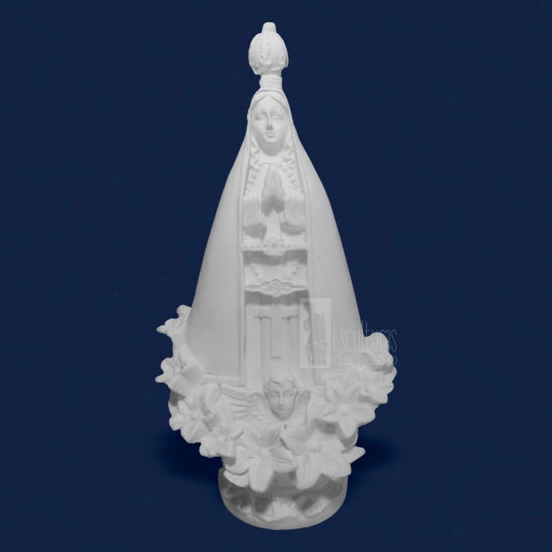 Imagem Nossa Senhora Aparecida com Flores 21cm Gesso Cru