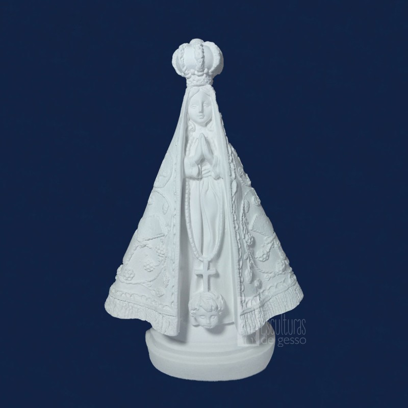 Imagem Nossa Senhora Aparecida Manto Bordado 22cm Gesso Cru