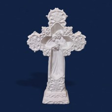Imagem Sagrada Família na Cruz 35cm Gesso Cru