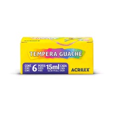 Tinta Tempera Guache Acrilex 15ml Caixa com 6 Cores